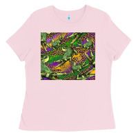 Bubblegum Pink mardi gras louisiana crocodile leopard Ladies Tee - RanaPortraitStore