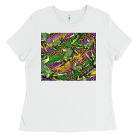 White mardi gras louisiana crocodile leopard Ladies Tee - RanaPortraitStore