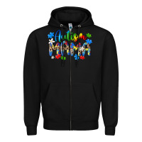 Black autism mama Zipper Hoodie - MaliasSmallBusiness