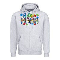Heather Grey autism mama Zipper Hoodie - MaliasSmallBusiness