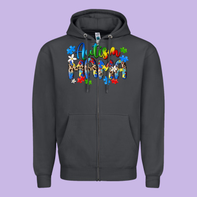 Autism Mama Zipper Hoodie Designed By Maliassmallbusiness