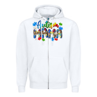 White autism mama Zipper Hoodie - MaliasSmallBusiness