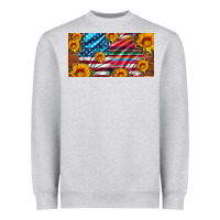 Heather Grey usa flag and serape with leopard and sunflowers license plate Heavyweight Sweatshirt - Artiststas