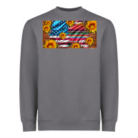 Usa Flag And Serape With Leopard And Sunflowers License Plate Heavyweight Sweatshirt | Teevron