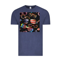 Vintage Denim 4th of july glasses  seamless pattern Vintage Tee - BundleAndBundleShop