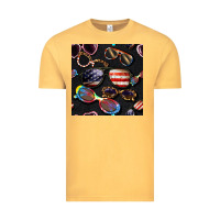 Vintage Mustard 4th of july glasses  seamless pattern Vintage Tee - BundleAndBundleShop