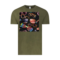 Vintage Olive 4th of july glasses  seamless pattern Vintage Tee - BundleAndBundleShop