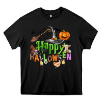 Black happy halloween farm animals Heavy Core Tee - Zillion Design Studio