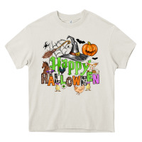Cream happy halloween farm animals Heavy Core Tee - Zillion Design Studio