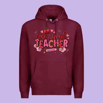 One Loved Teacher Afro Messy Bun Premium Hoodie Designed By Texasbilliewilder