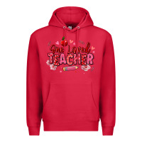 Cardinal one loved teacher afro messy bun Premium Hoodie - texasbilliewilder