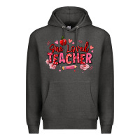 Charcoal Heather one loved teacher afro messy bun Premium Hoodie - texasbilliewilder
