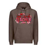 Coffee one loved teacher afro messy bun Premium Hoodie - texasbilliewilder