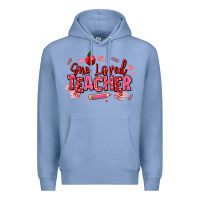 Colony Blue one loved teacher afro messy bun Premium Hoodie - texasbilliewilder