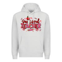 Dove Grey one loved teacher afro messy bun Premium Hoodie - texasbilliewilder