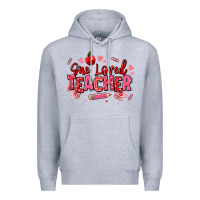 Heather Grey one loved teacher afro messy bun Premium Hoodie - texasbilliewilder