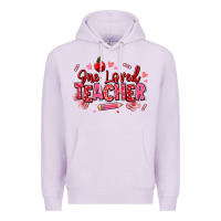 Lilac one loved teacher afro messy bun Premium Hoodie - texasbilliewilder