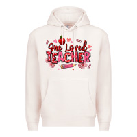Pale Pink one loved teacher afro messy bun Premium Hoodie - texasbilliewilder
