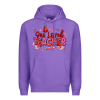 Purple one loved teacher afro messy bun Premium Hoodie - texasbilliewilder