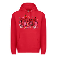 Red one loved teacher afro messy bun Premium Hoodie - texasbilliewilder
