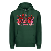 Sports Green one loved teacher afro messy bun Premium Hoodie - texasbilliewilder