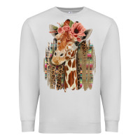 Dove Grey Giraffe with Floral Premium Sweatshirt - Bettercallsaul