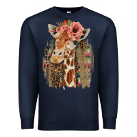 Navy Giraffe with Floral Premium Sweatshirt - Bettercallsaul