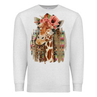 Oatmeal Heather Giraffe with Floral Premium Sweatshirt - Bettercallsaul