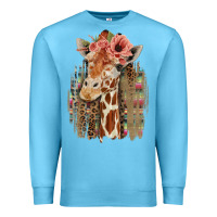 Ocean Blue Giraffe with Floral Premium Sweatshirt - Bettercallsaul