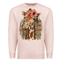 Pale Pink Giraffe with Floral Premium Sweatshirt - Bettercallsaul