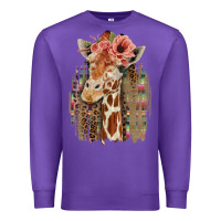 Purple Giraffe with Floral Premium Sweatshirt - Bettercallsaul