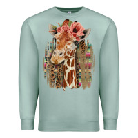Seafoam Giraffe with Floral Premium Sweatshirt - Bettercallsaul