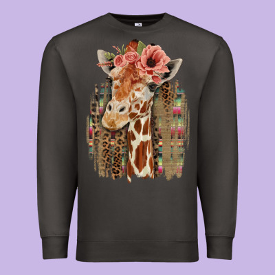 Giraffe With Floral Premium Sweatshirt Designed By Bettercallsaul