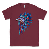 Burgundy indian headdress with american flag Classic Tee - BarkalooDesign
