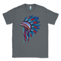 Charcoal Heather indian headdress with american flag Classic Tee - BarkalooDesign