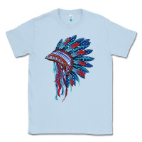 Dusty Blue indian headdress with american flag Classic Tee - BarkalooDesign