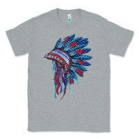 Heather Grey indian headdress with american flag Classic Tee - BarkalooDesign