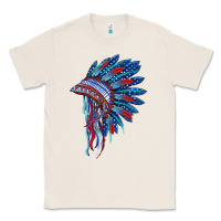 Natural indian headdress with american flag Classic Tee - BarkalooDesign