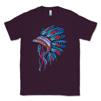Plum indian headdress with american flag Classic Tee - BarkalooDesign