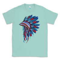 Seafoam indian headdress with american flag Classic Tee - BarkalooDesign