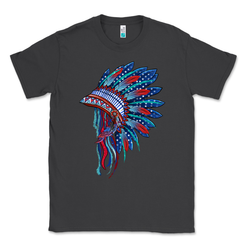 Indian Headdress With American Flag Classic Tee by BarkalooDesign | Teevron