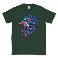 Sports Green indian headdress with american flag Classic Tee - BarkalooDesign