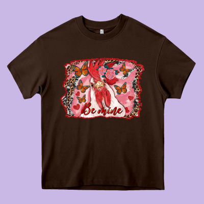 Be Mine Rooster Heavy Core Tee Designed By Ranaportraitstore