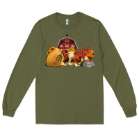 Army Green Red Barn Farm Animals Long Sleeve Tee - Jasminsmagicworld