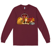 Burgundy Red Barn Farm Animals Long Sleeve Tee - Jasminsmagicworld