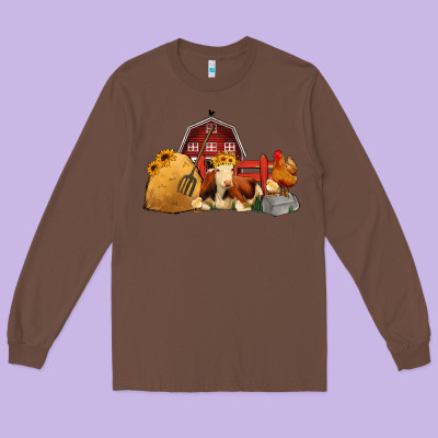 Red Barn Farm Animals Long Sleeve Tee Designed By Jasminsmagicworld