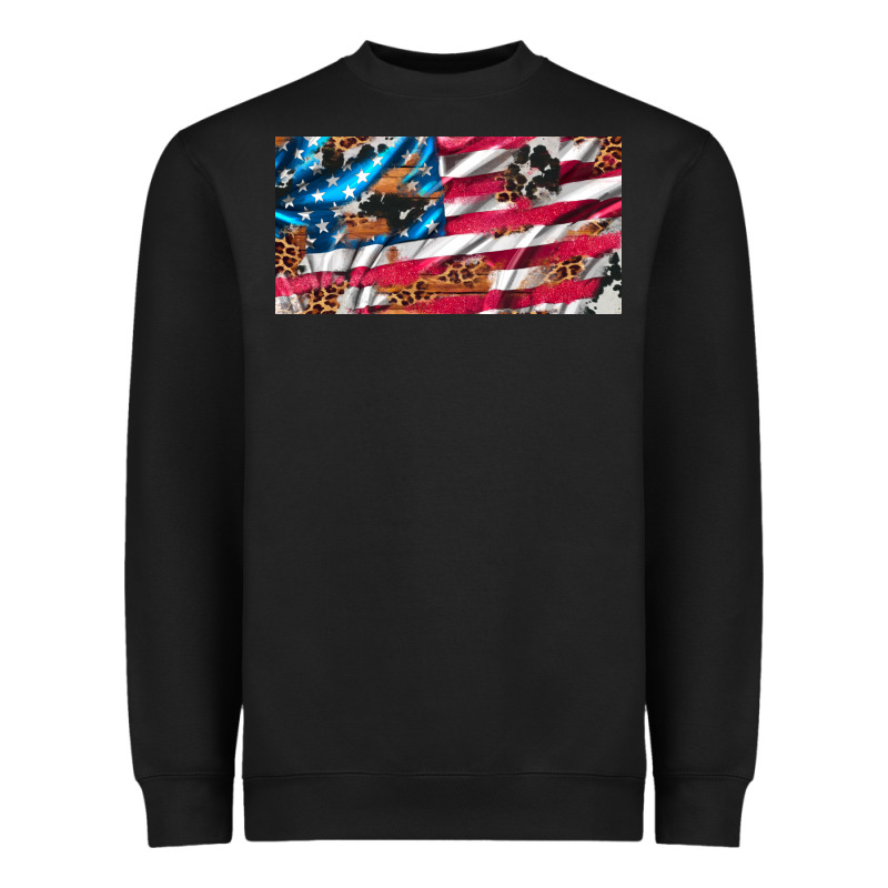 Usa Flag And Leopard With Wood License Plate Heavyweight Sweatshirt by Artiststas | Teevron