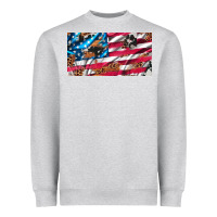 Heather Grey usa flag and leopard with wood license plate Heavyweight Sweatshirt - Artiststas