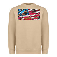 Mushroom usa flag and leopard with wood license plate Heavyweight Sweatshirt - Artiststas
