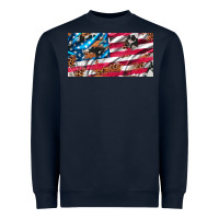 Navy usa flag and leopard with wood license plate Heavyweight Sweatshirt - Artiststas